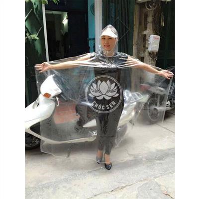 Áo mưa cánh dơi trong suốt có in hoa văn nhiều màu sắc chất lượng cao