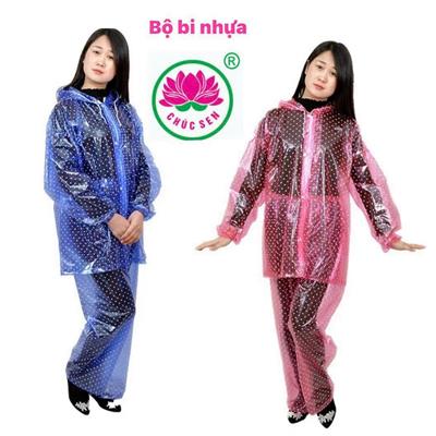 bộ quần áo mưa pvc chấm bi